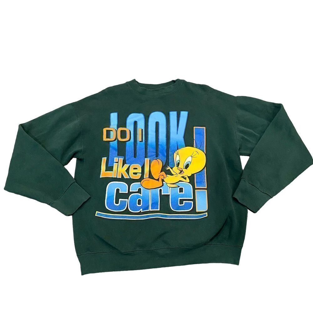 Vintage Tweety Bird Sweatshirt Large Looney Tunes 90s Do I look Like I care